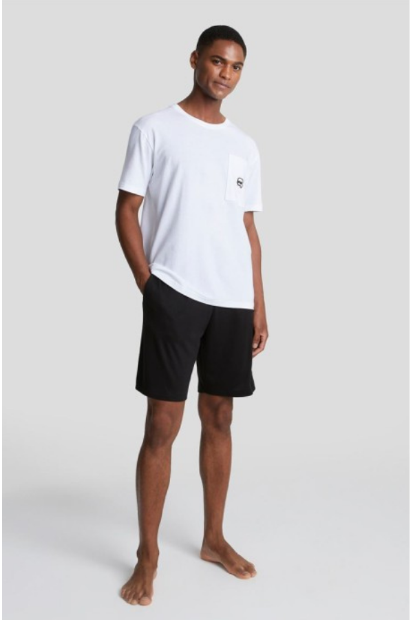 ΠΥΤΖΑΜΑ ΣΕΤ (2 ΤΕΜ - ΚΟΝΤΟΜΑΝΙΚΟ & ΣΟΡΤΣΑΚΙ) KARL LAGERFELD - 998 BLACK/WHITE